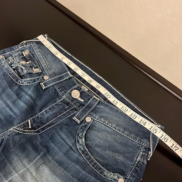 True Religion Y2K low rise World Tour jeans Straight with flaps, sz 29 - Picture 11 of 16